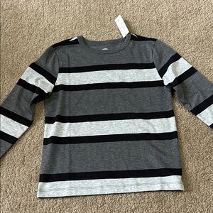 Wonder Nation Gray and Black Striped Long Sleeve Tee